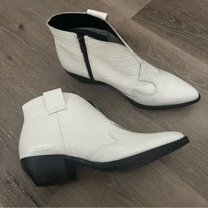 Gabriella Leather white western bootie